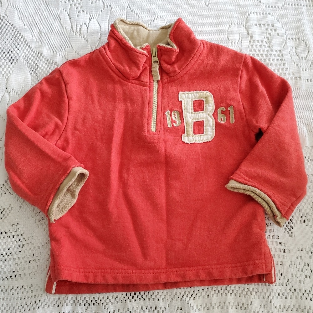 Mini Boden coral/tan sweatshirt